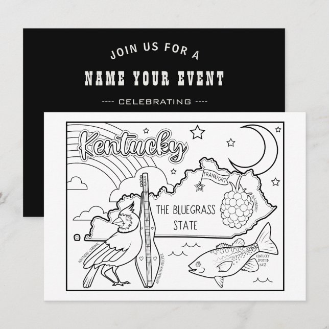 kentucky colour me collage invitation (Front/Back)