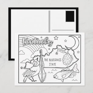 kentucky colour me collage postcard