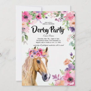 Kentucky Derby Bridal Shower Invitation Watercolor