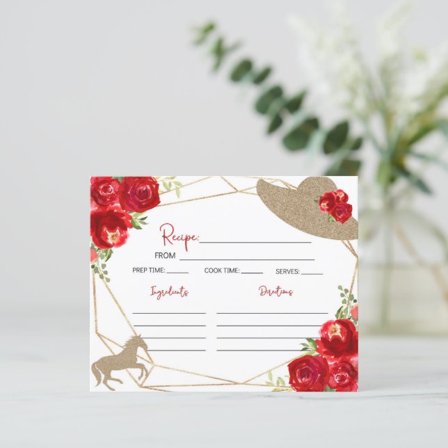 Kentucky Derby Bridal Shower  Recipe Card (Standing Front)