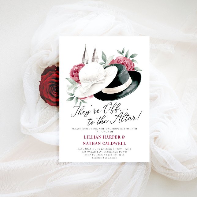 Kentucky Derby Bridal Shower Roses Horse Racing Invitation (kentucky derby bridal shower invitation red roses churchill spires horse racing theme modern elegant)
