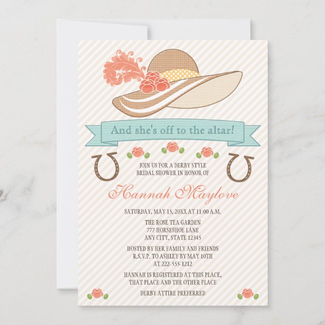 KENTUCKY DERBY CASQUETTE BRIDAL SHOWE INVITATION (Devant)