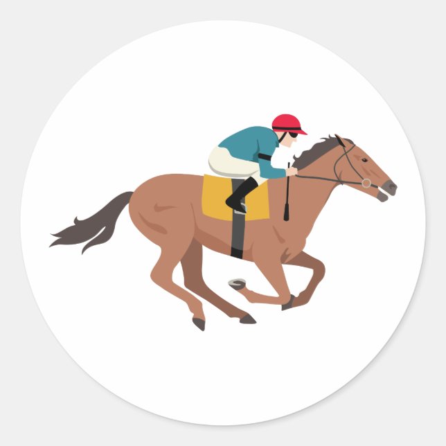 Kentucky Derby Horse Rider Classic Round Sticker (Front)