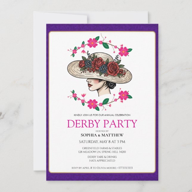 Kentucky Derby Party Floral Invitation (Devant)