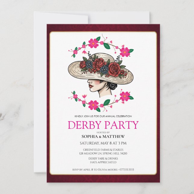 Kentucky Derby Party Floral Invitation (Devant)