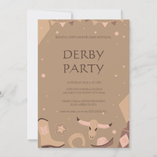 Kentucky Derby Party Invitation - Rustic Western H
