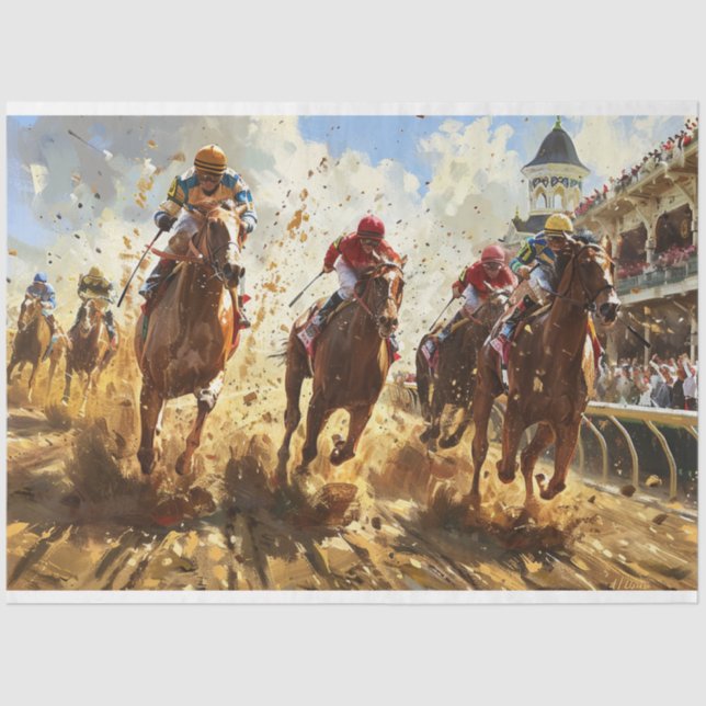 Kentucky Derby Race Decoupage  Tissue Paper (Front)