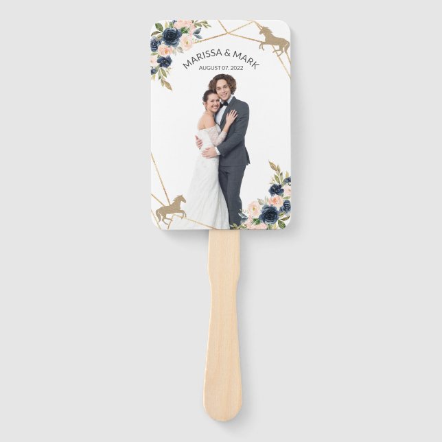 Kentucky Derby Wedding Program Fans with Photo (Front)