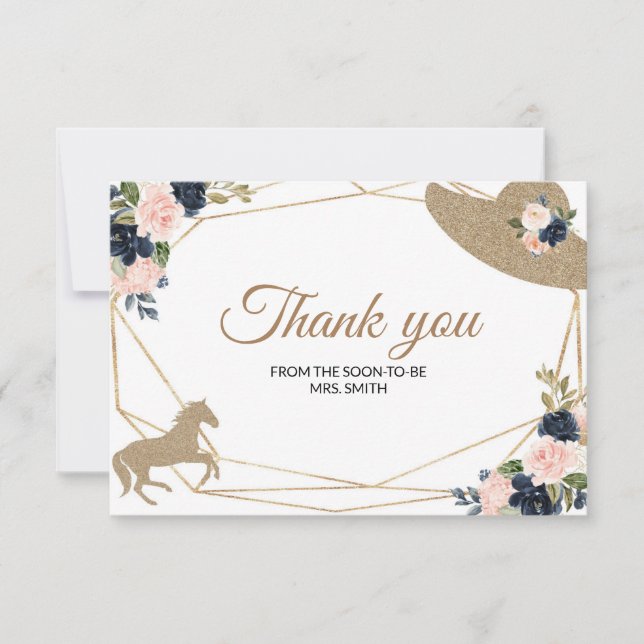Kentucky Derby  Wedding Thank You Card (Front)