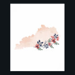 Kentucky Floral Watercolor State Poster<br><div class="desc">Kentucky Floral Watercolor State</div>