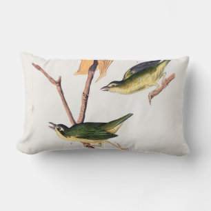 Kentucky Fly-catching Warbler Birds Illustration Lumbar Pillow