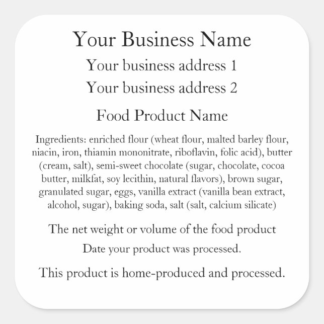 Kentucky Home Baker Labels (Front)