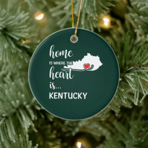 Kentucky Home is where the heart is Ceramic Ornament