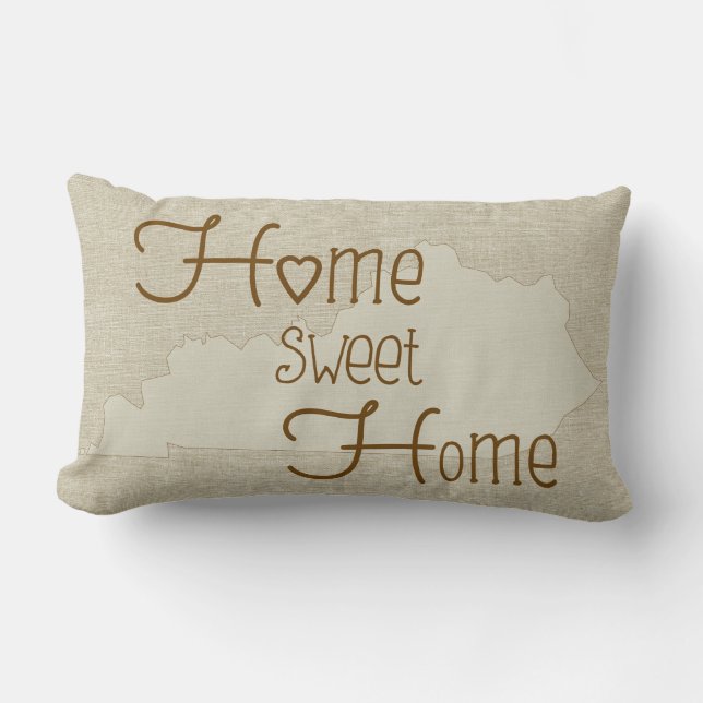 Kentucky-Home Sweet Home burlap-look custom name Lumbar Pillow (Front)
