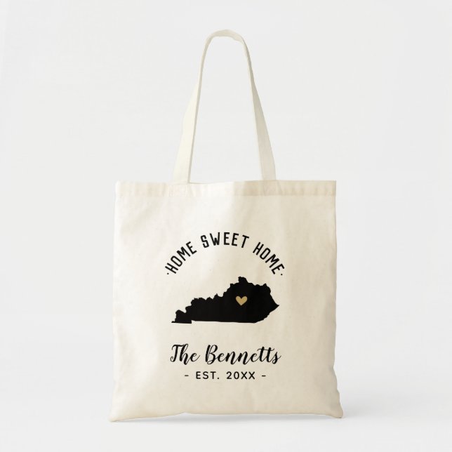 Kentucky Home Sweet Home Family Monogram Tote Bag (Front)