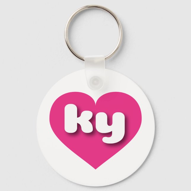 Kentucky hot pink heart - I love ky Keychain (Front)