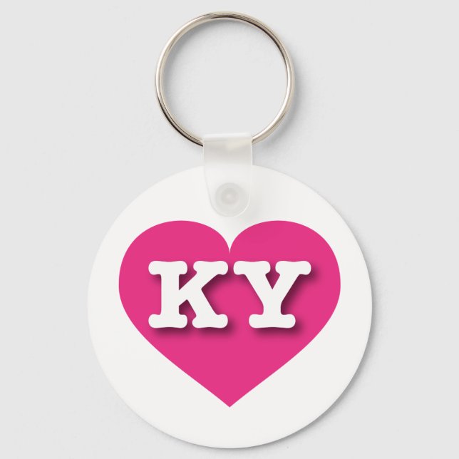 Kentucky Hot Pink Heart - I love KY Keychain (Front)