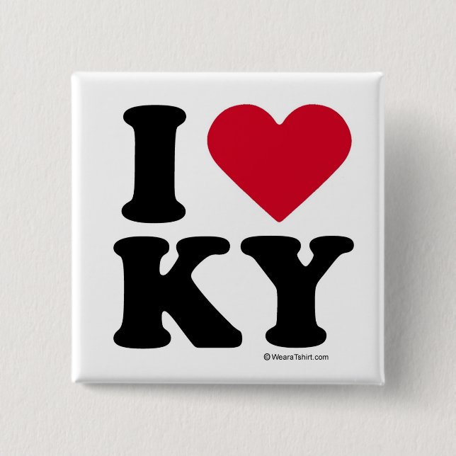 KENTUCKY - I LOVE KY - I LOVE KENTUCKY 2 INCH SQUARE BUTTON (Front)