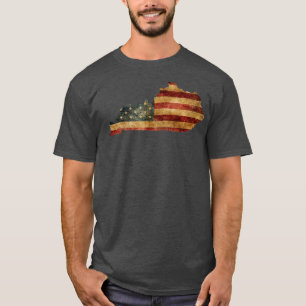 Kentucky I Vintage US Flag Patriotic Map T-Shirt