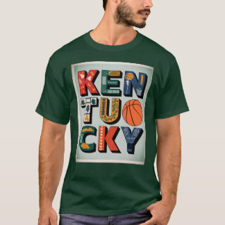 Kentucky Icons Typography Art State Symbols and Hi T-Shirt