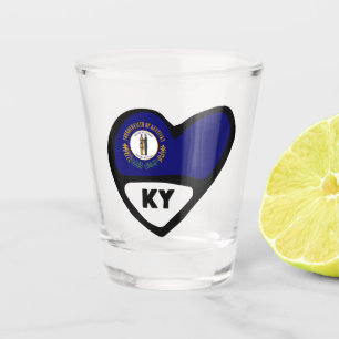 Kentucky, KY State Flag In Heart Shot Glass