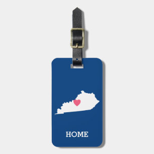 Kentucky Map Home State Love with Custom Heart Luggage Tag