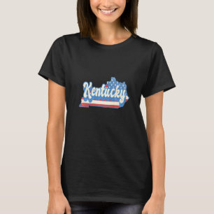 Kentucky Map State American Flag 4th Of July Pride T-Shirt