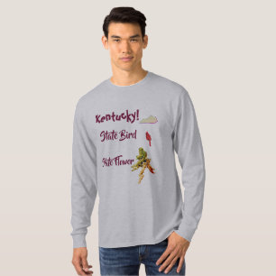 Kentucky Map State Bird & Flowe T-Shirt