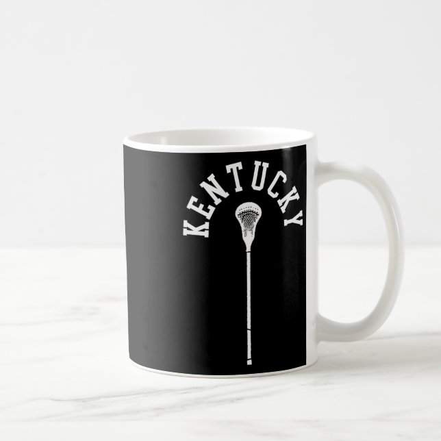 Kentucky Minimalist Vertical Lacrosse Stick Retro  Coffee Mug (Right)