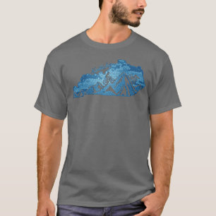 Kentucky Mountain Biking Blues State Outline Bike T-Shirt