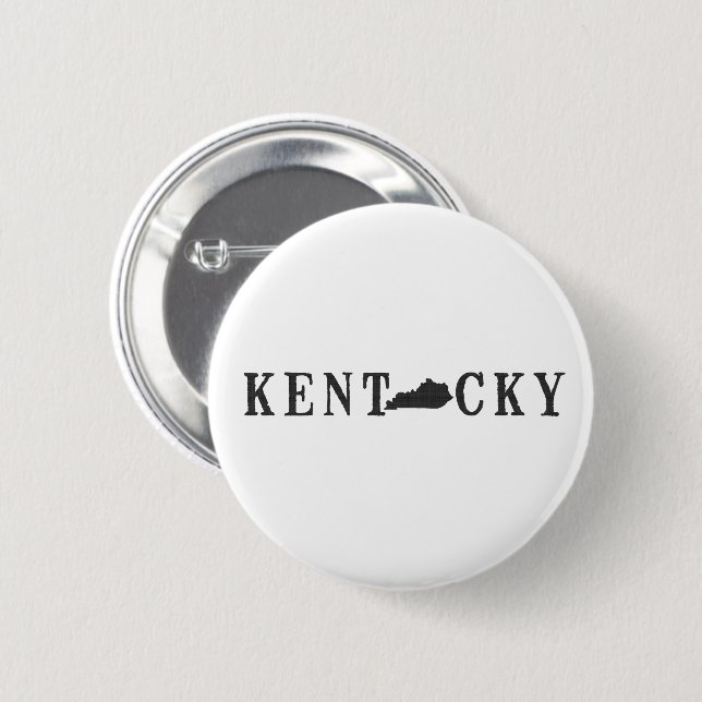 Kentucky Name with State Shaped Letter 2 Inch Round Button (Front & Back)