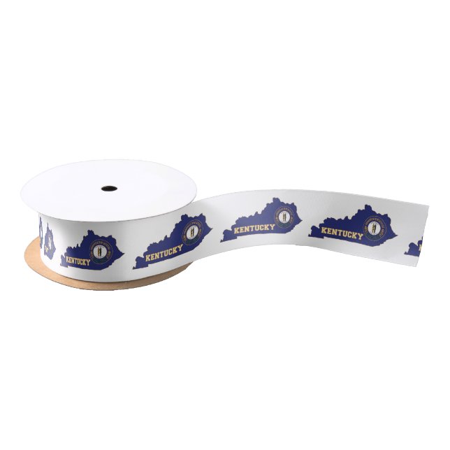 Kentucky Shaped State Flag with Name Satin Ribbon (Spool)