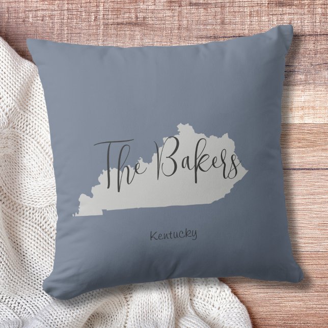 Kentucky State Family Name Throw Pillow (Show pride for your state and personalize it!  "love makes this house a home in <your state>")