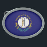 Kentucky State Flag Belt Buckle<br><div class="desc">Patriotic Kentucky state flag.</div>