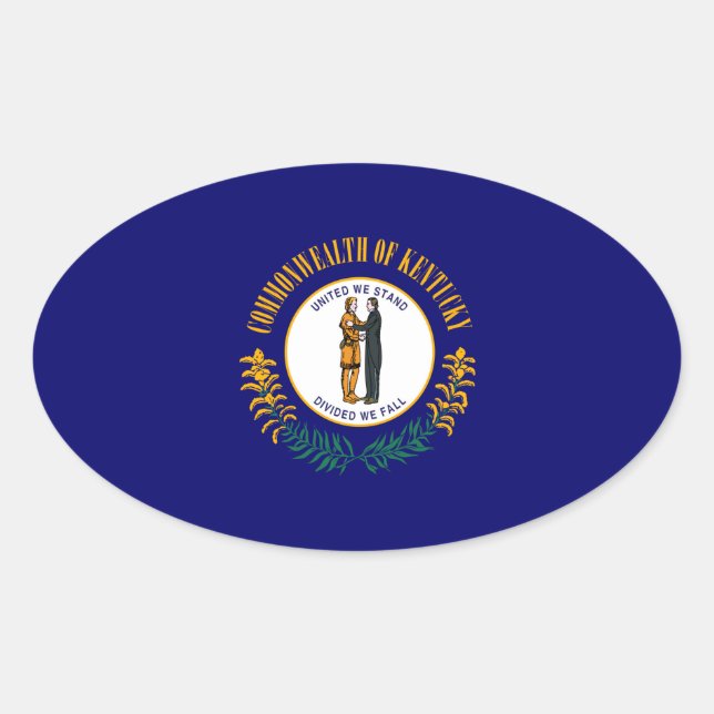 Kentucky State Flag Design Oval Sticker (Front)