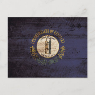 Kentucky State Flag on Old Wood Grain Postcard