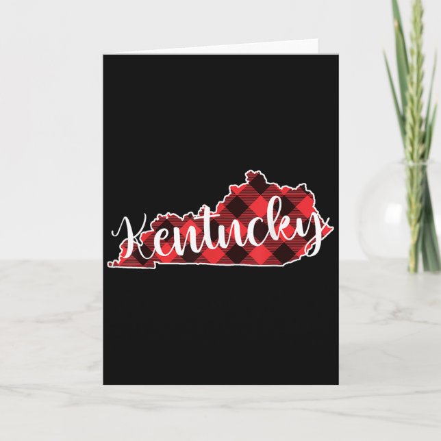 Kentucky State Map Buffalo Plaid Christmas Ky Kent Card (Front)
