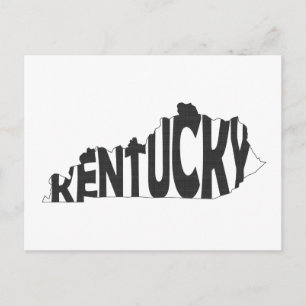 Kentucky State Name Word Art Black Postcard