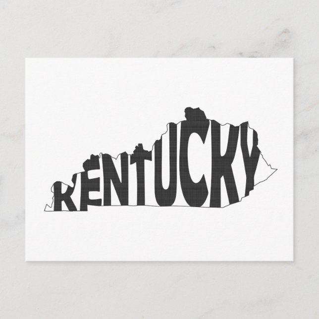 Kentucky State Name Word Art Black Postcard (Front)