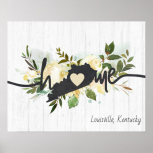 Kentucky State Personalized Your Home City Rustic Poster