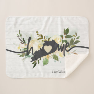 Kentucky State Personalized Your Home City Rustic Sherpa Blanket