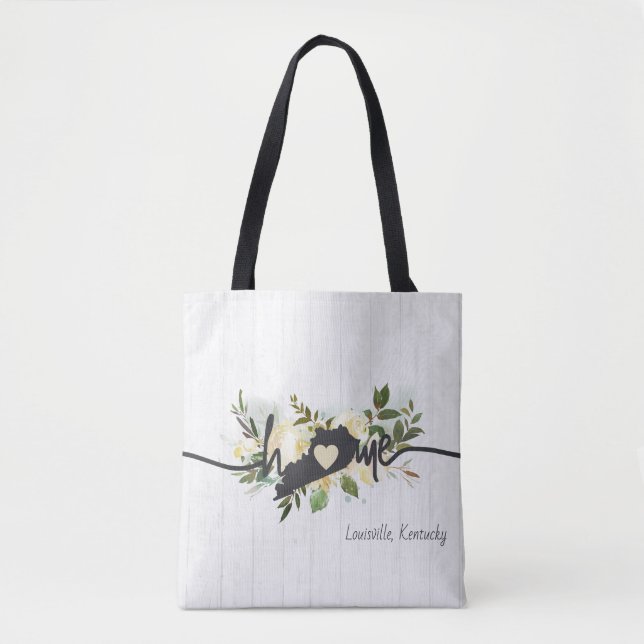 Kentucky State Personalized Your Home City Rustic Tote Bag (Front)