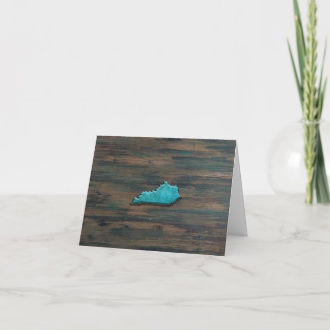 Kentucky State Shape Teal Thank You Card (Front)