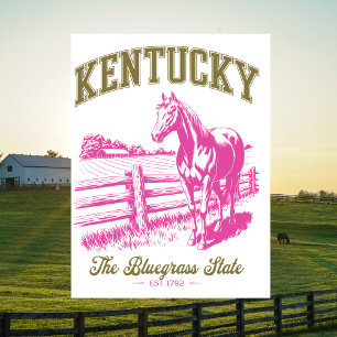 Kentucky The Bluegrass State Est. 1792 Horse Postcard