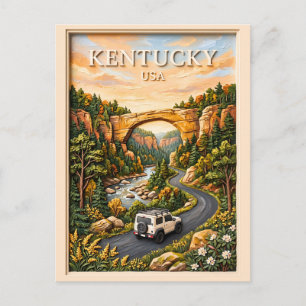 Kentucky USA Road Trip 3D Textured Red River Gorge Postcard