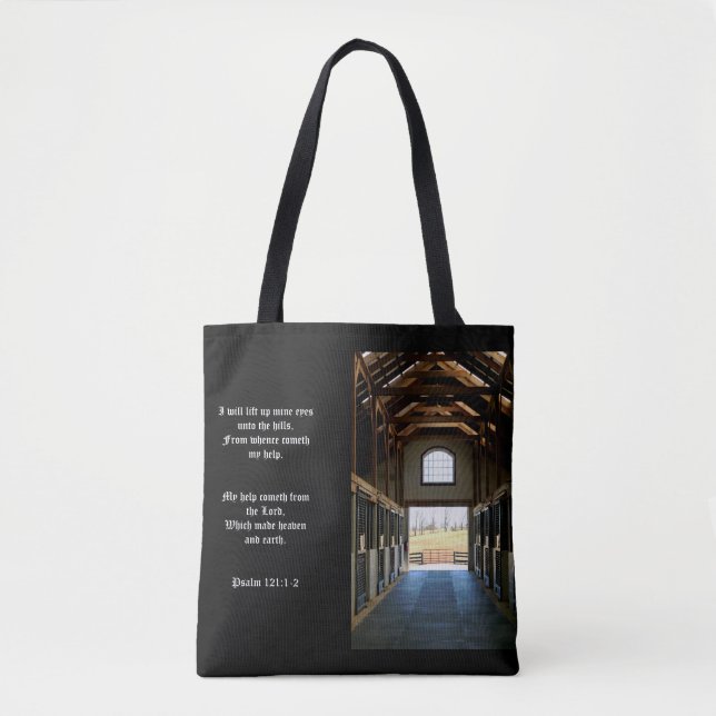 Kentucky View from the Barn, Psalm 121:1-2 Tote Bag (Front)