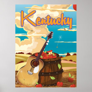 Kentucky vintage cartoon travel poster