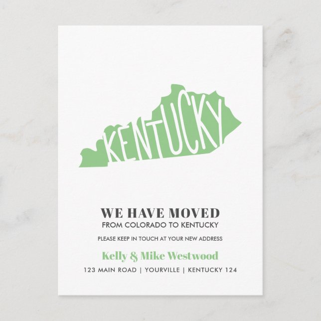 KENTUCKY We've moved New address New Home   Postca Postcard (Front)