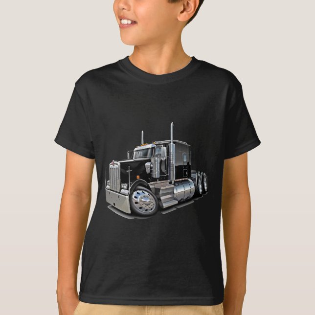 Kenworth w900 Black Truck T-Shirt (Front)