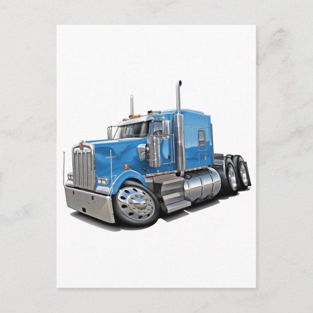 Kenworth w900 Lt Blue Truck Postcard (Front)